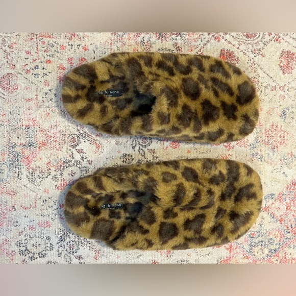 Rag & Bone Leopard Bailey Mule Slippers in Faux Fur in Size 7 - Picture 2 of 11